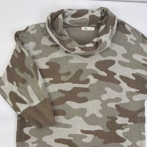 OVLA By Anthropologie Camouflage Cowl Neck 3/4 Sleeve Sweater Size Small